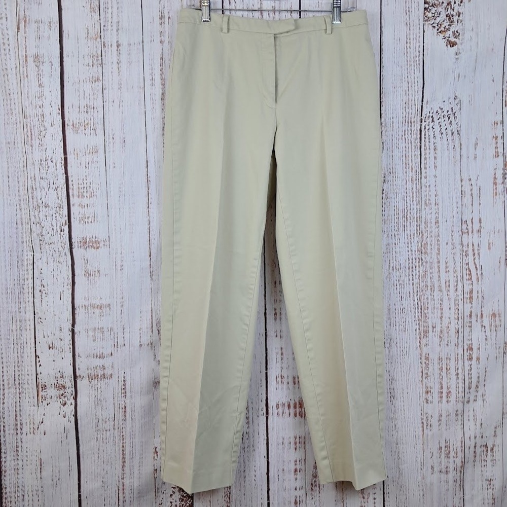 LL Bean Womens 10 Khaki Chino Pants Stretch Cotton Beige Straight Leg Trousers